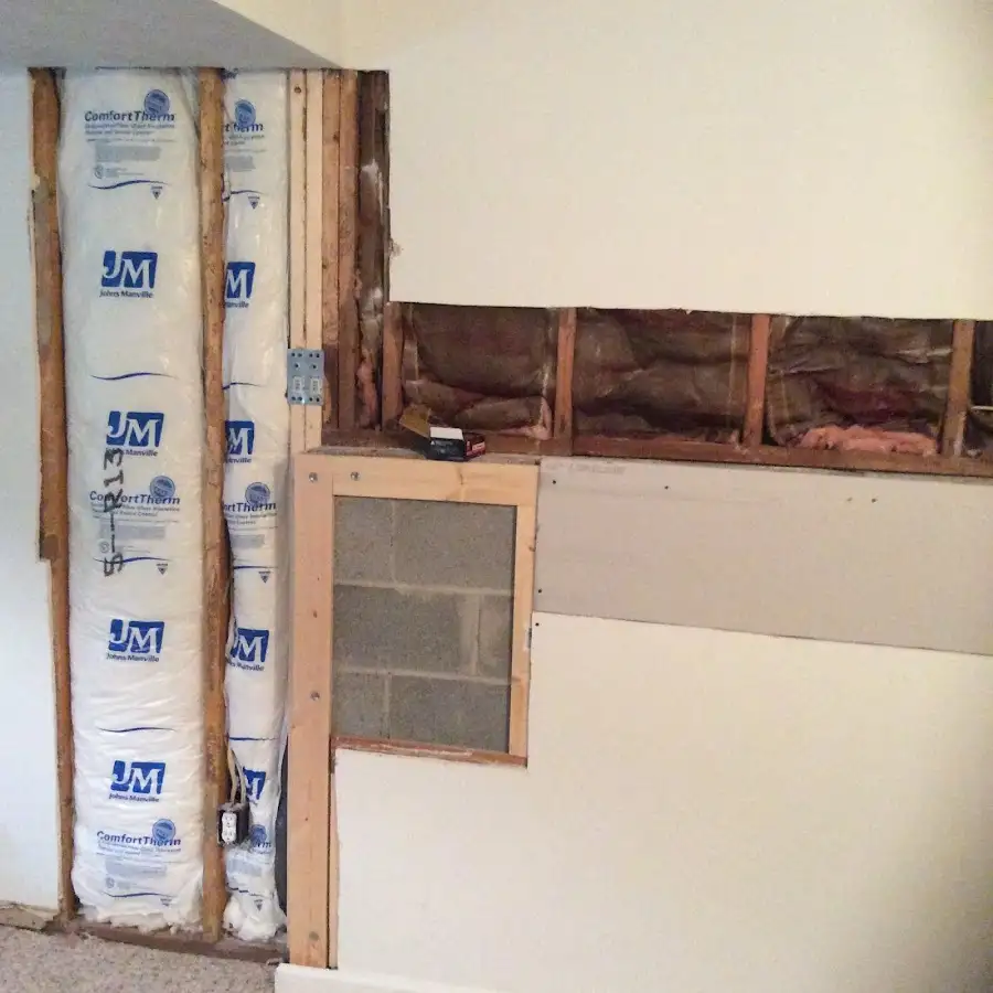Wall insulation replacement during Basement Flood Cleanup in North Auburn